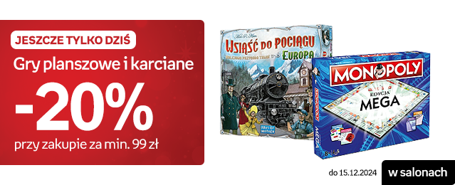 Gry planszowe i karciane -20% przy zakupie za min. 99zł | do 15.12.2024 w salonach